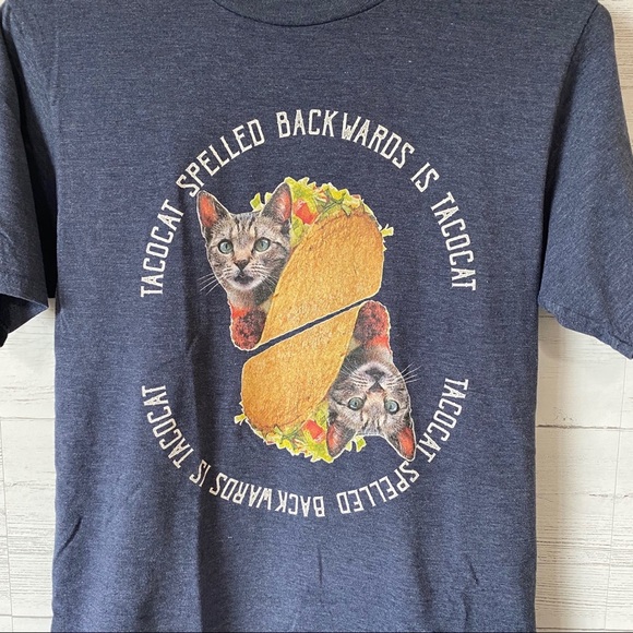 Port & Company Taco Cat T-Shirt Blue Sz Small - Picture 2 of 4